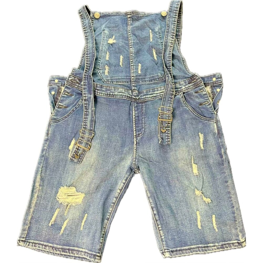 Men’s Overalls Skinny Destroyed Casual Pants Denim Jumpsuit Shorts